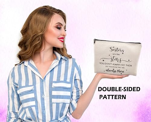 Dwept Funny Sister Gifts from Sisters Makeup Bag, Sister Birthday Gift Ideas Cosmetic Bag, Being My Sister is the Only Gift You Need Makeup Bag for Purse, Big Little Sister Gifts Travel Bag