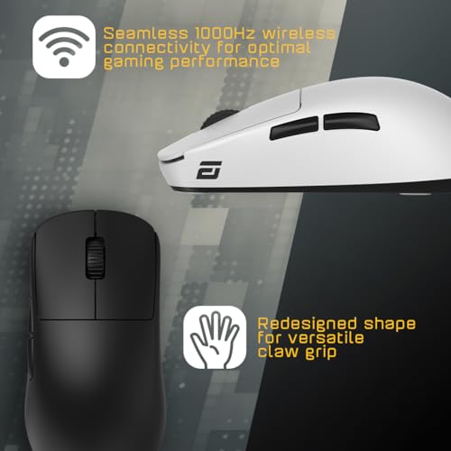 ENDGAME GEAR OP1we Wireless Gaming Mouse, CompX CX52850 Microcontroller, Pixart PAW3370 Optical Sensor, Mod-Friendly, Hybrid Skate Design, Claw Grip, 2.1 oz, White