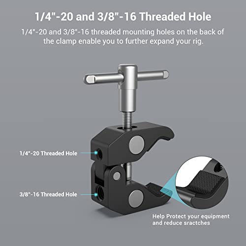 SMALLRIG Super Clamp w/ 1/4" and 3/8" Thread and 5.8 Inches Adjustable Friction Power Articulating Magic Arm with 1/4" Thread Screw for LCD Monitor/LED Lights - KBUM2730