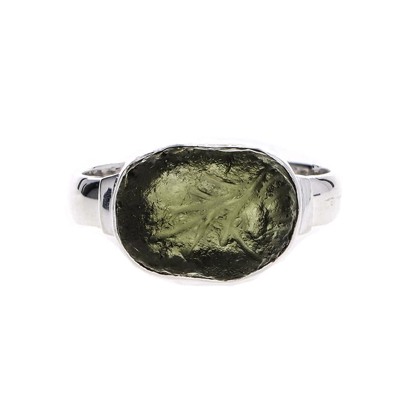 Moldavite Ring 925 Sterling Silver Handmade Natural Rough Gemstone Jewelry For Her (7)