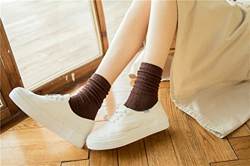 Toauqo Women's Casual Cotton Crew Sock 3-Pack Basic Pure Color Soft Comfort Socks (Coffee)