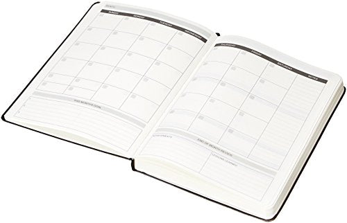 Amazon Basics Daily Planner and Journal, Hard Cover, 5.8" x 8.25", Black