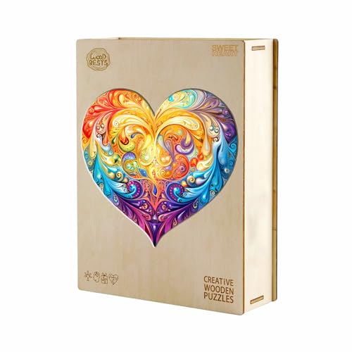 KAAYEE Heart Shaped Wooden Puzzle - 100pcs, 8.4 * 8inch, Heart Wood Puzzles with Unique Animal Pieces for Adults, Beautiful Heart Jigsaw Puzzle, Beautiful Gift for People You Love