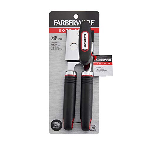 Farberware Soft Grips Manual Can Opener, One Size, Black/Red