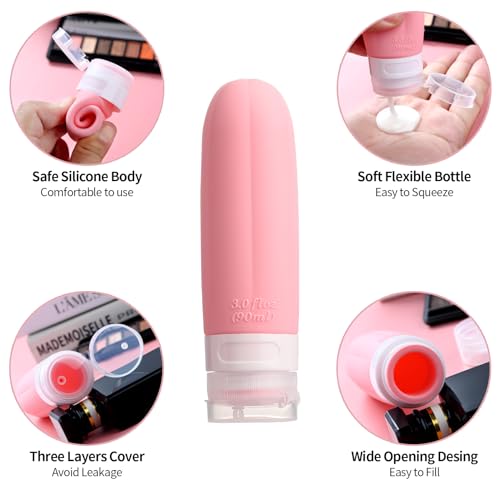 Gemice 16 Pack Travel Size Bottles, TSA Approved Leakproof Travel Containers for Toiletries, Silicone Refillable Travel Essentials Accessories with Travel Bag for Shampoo Conditioner
