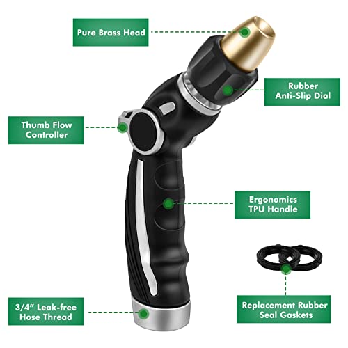 RESTMO Garden Watering Combo, Heavy Duty Hose Sprayer | Metal Hose Wand | High Pressure Hose Nozzle, Thumb Flow Control, Quick Connect Fittings Included, Easy to Reach Anywhere in Garden & Lawn