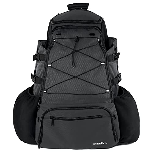 Athletico Dominator Baseball Backpack, Catchers Gear Adult Baseball Bag for 4 Bats, Large Bat Bag for Baseball Equipment, Holds Chest Protector, Helmet, Gloves, Cleats - Black
