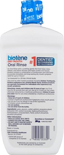 biotène Oral Rinse Mouthwash for Dry Mouth, Breath Freshener and Dry Mouth Treatment, Fresh Mint, 16 fl oz