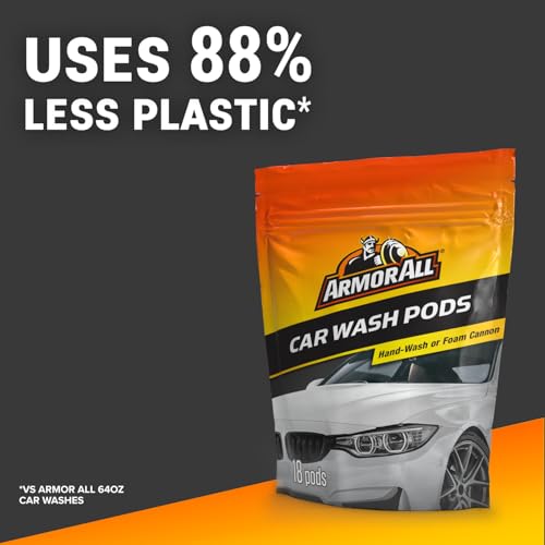 Armor All Car Wash Pods, Pre-Measured, Dissolvable, Super-Concentrated Formula, 18 Count