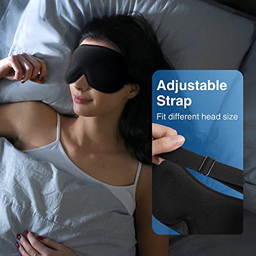 YFONG Weighted Sleep Mask, Women Men 3D Blocking Lights Sleeping Mask (4.2oz/120g), Pressure Relief Night Sleep Eye Mask with Adjustable Strap, Eye Cover Blindfold for Travel Nap Yoga, Black