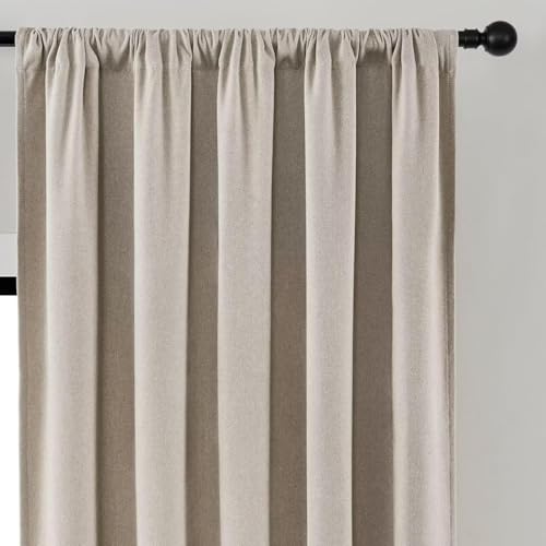 Joydeco Linen Curtains for Living Room,Light Filtering Rod Pocket Back Tab Semi Sheer Drapes Window Long Curtains 84 inches Long Sheer Bliss