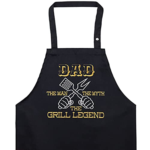 EXPRESS-STICKEREI DAD THE GRILL LEGEND Cool Apron for Grill Master Dad | Adjustable Grilling Apron with neck strap | Apron with Pocket | Kitchen Gifts for Dad, Fathers day, birthday