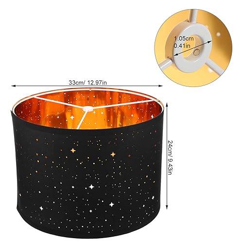 BESTOYARD Star Lamp Shade 13 x 10 Inch Drum Lampshade Shades Black Etching Process Funky Lamp Shades for Table Lamps Light Shade Pendant Light Holder Replacement