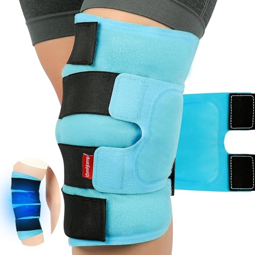 Comfytemp Large Knee Ice Pack Wrap Reusable Gel, FSA HSA Eligible, Full Coverage Knee Cold Compression Brace for Injuries, Pain Relief, Replacement Recovery, Arthritis, ACL, Surgery Gift, 23.6"x11.8"