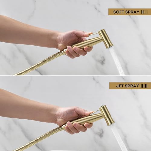 Purrfectzone Bidet Sprayer for Toilet, Handheld Bidet Sprayer Kit, Easy-to-Install Toilet Bidet Sprayer Set, Hand Held Stainless Steel Bidet with Adjustable Flow, Cloth Diaper Sprayer-Brushed Gold