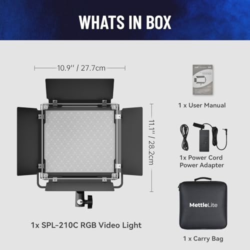 Mettlelite SPL210C RGB LED Video Light with APP Control, 360° Full Color RGB Panel Light, 2800K-8000K, CRI/TLCI 97+, 10 Scenes, Professional Photography Studio Lighting for YouTube/Stream/Photo/Video