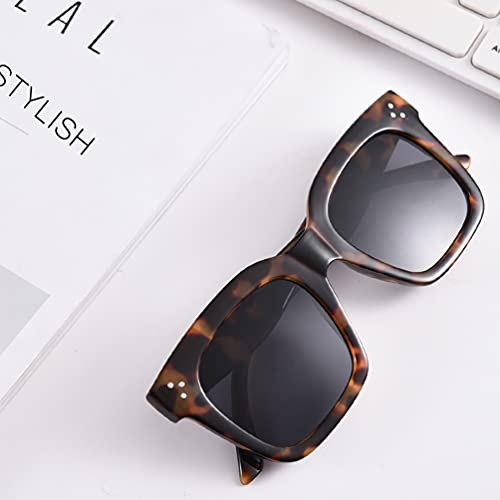 TAOTAOQI Vintage Women Oversized Sunglasses Designer Luxury Square Sun Glasses UV400 Protection Flat Lens (Black Frame Black Gradient Lens, 51)