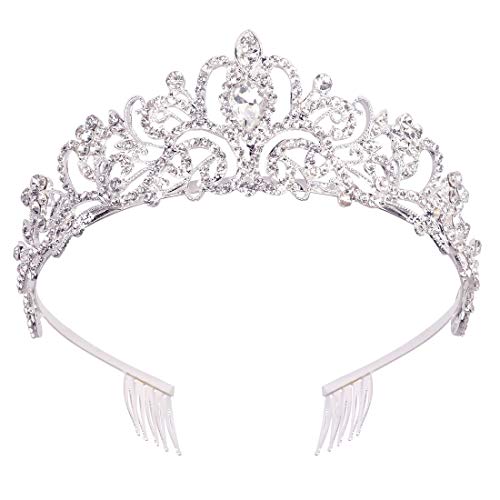 Didder Gold Light Brown Rhinestone Princess Tiaras for Women and Girls Gothic Queen Tiara Halloween Costume Party Wedding Prom Medieval Headpiece