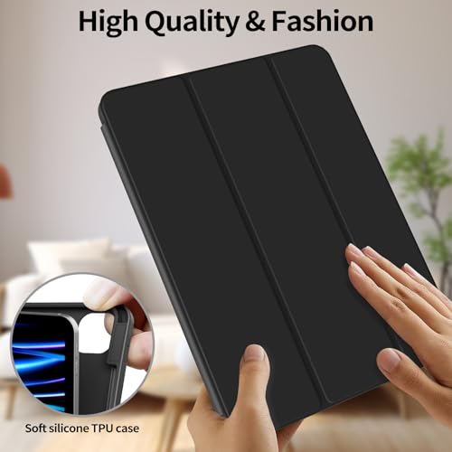 JKSML Case for iPad Pro 11, Case with Pencil Holder for iPad Pro 11 Inch 2022/2021/2020, Protective Case for iPad Pro 11 4th/3rd/2nd Generation, Soft Silicone TPU Case, Black