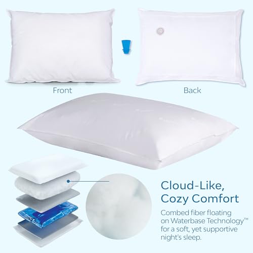 Mediflow Fiber Water Pillow - Adjustable Pillow for Neck Pain Relief, Pillow for Side, Back, and Stomach Sleepers, The Original Inventor of The Water Pillow, Clinically Proven Bed Pillow (2 Pillows)