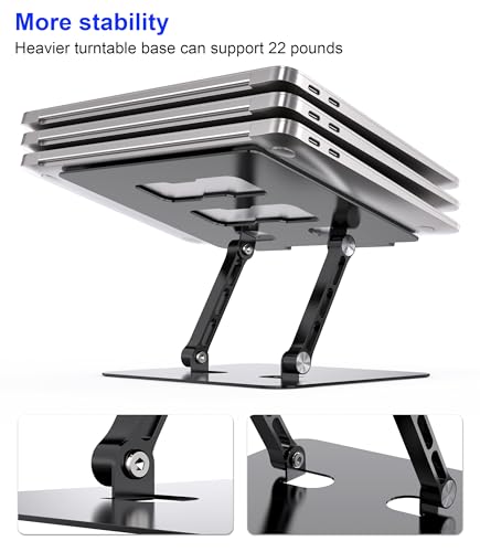 YTech Adjustable Laptop Stand,Ergonomic Foldable Notebook Computer Holder.Compatible with MacBook iPad Dell HP Lenovo ThinkPad Acer ASUS Samsung and More 10-17" Laptops Tablets,Black