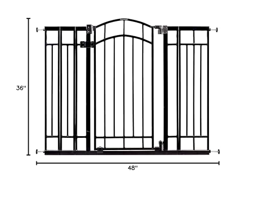 Summer Infant Multi-Use Decorative Extra Tall Walk-Thru Baby Gate, Fits Openings 28.5-48 Inch (Pack of 1), Black Metal, for Doorways and Stairways, 36' Tall Baby and Pet Gate, Black, One Size