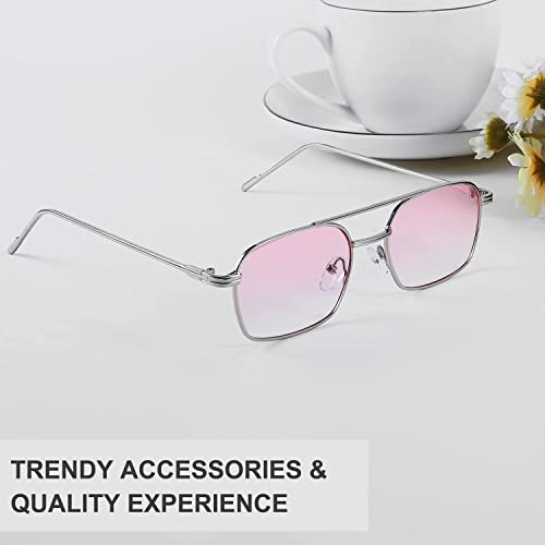 FEISEDY Fashion Square Aviator Sunglasses Women Men Trendy Retro Metal Frame Sun Glasses Candy Color Lens B1036