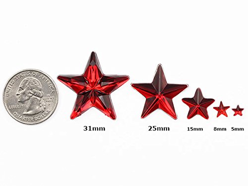 Allstarco Star Rhinestones Embelishments 15mm Flat Back Acrylic Plastic Gems for Jewelry, Crafts, Costumes, Invitations, Cosplay - 35 Pieces (Green Peridot .PD2)
