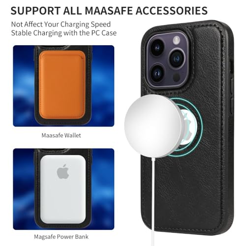 Magnetic Front and Back Detachable Premium Leather Wallet Flip Case for iPhone (Compatible with Mag Safe Devices), Shockproof and Scratch Resistant Cover (Brown, iphone 15 pro max)