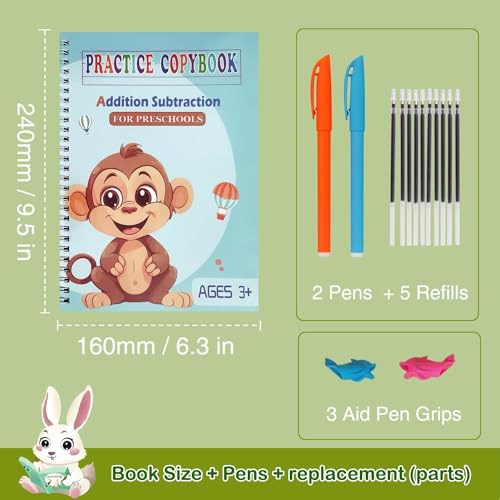 Reusable Grooved Handwriting Workbooks,Magic Copybook,Magic Writing Practice copy books, to help children improve their handwriting ink Practice Age 3-8 Calligraphy for kids(Animal edition)