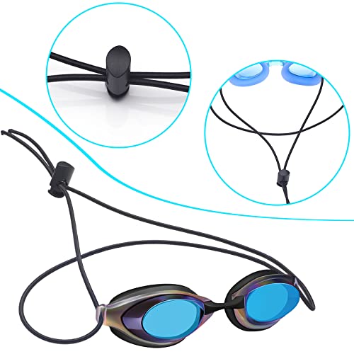 Frienda 10 Sets Goggle Bungee Straps for Swim,Adjustable Replacement Bungee Cord Swimming Goggle Strap with Lock Clamp(Black)