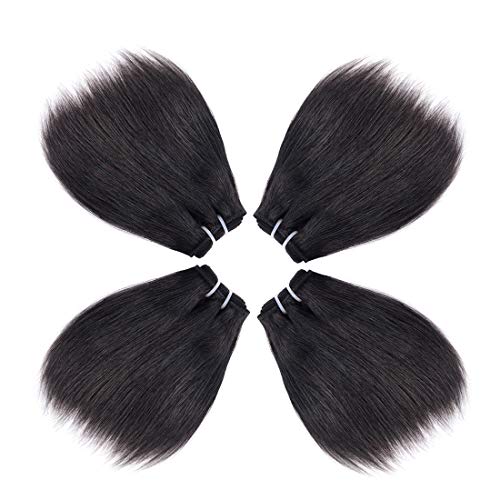 Liang Dian 14 Inch Raw Human Hair Bundles Natural Color 2 Bundles 15A Cambodian Virgin Hair 100% Unprocessed Straight Human Hair Bundles(14 14 Inch)