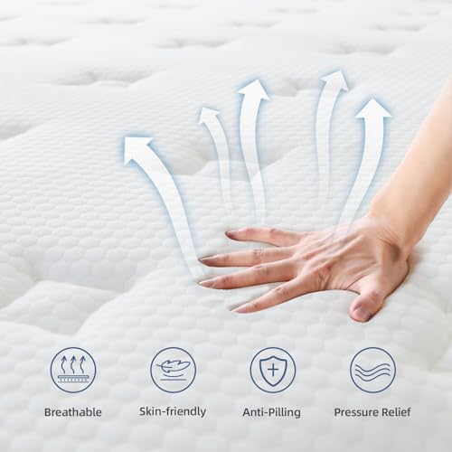 Gojef Twin Mattress, 10 Inch Twin Size Hybrid Mattress in a Box Memory Foam with Independent Spring, Soft and Comfortable Medium Firm Mattress, Pressure Relief, CertiPUR-US Certified