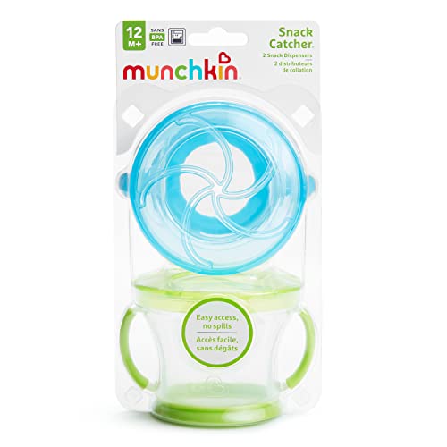 Munchkin® Snack Catcher® Toddler Snack Cups, 2 Count (Pack of 1), Blue/Green