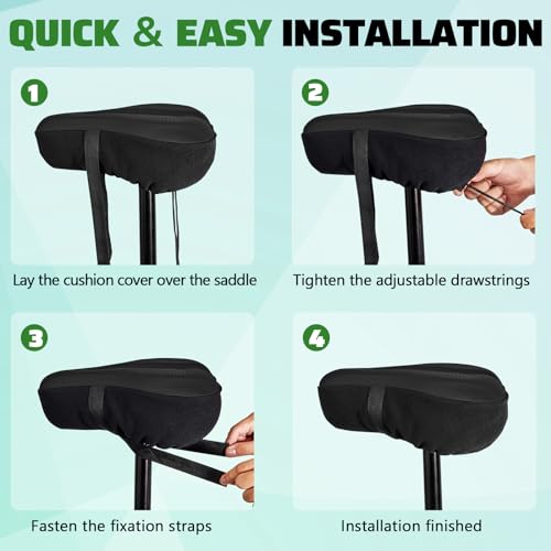 Zacro Bike Seat Cushion, Gel Padded Bike Seat Cover for Men Women, Padding Bicycle Seat Cover Extra Soft Fit for Peloton, Spin Stationary Exercise, Mountain Road Cycling Bike