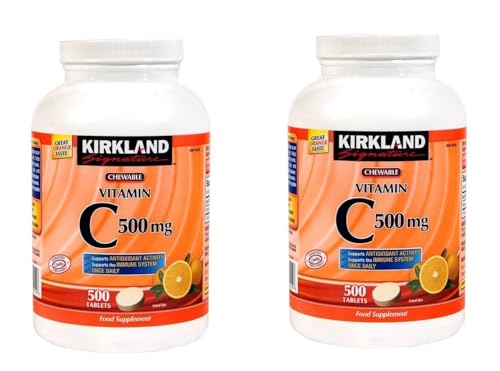 Kirkland Vitamin C (500 mg), Tangy Orange, Chewable Tablets, 500 Count (Pack of 2)