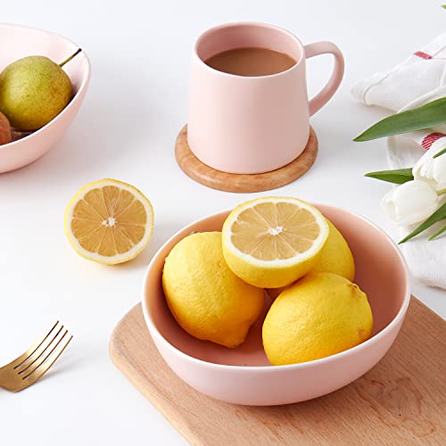 Stone Lain Delilah 6-inch Bowl 6-Piece Dish Set, Porcelain, Blush