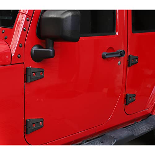 Hoolcar Door Hinge Trim Cover ABS Exterior Accessories for 2007-2017 Jeep Wrangler JK JKU Sport Rubicon Sahara X 2-Door & 4-Door, Black, 8PCs