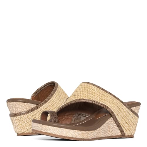 Donald Pliner GYER Metallic Print Heel Wedge Platform, Comfortable Women, Leather, Slide Sandals, Tomato-Lizard Suede, 9.5