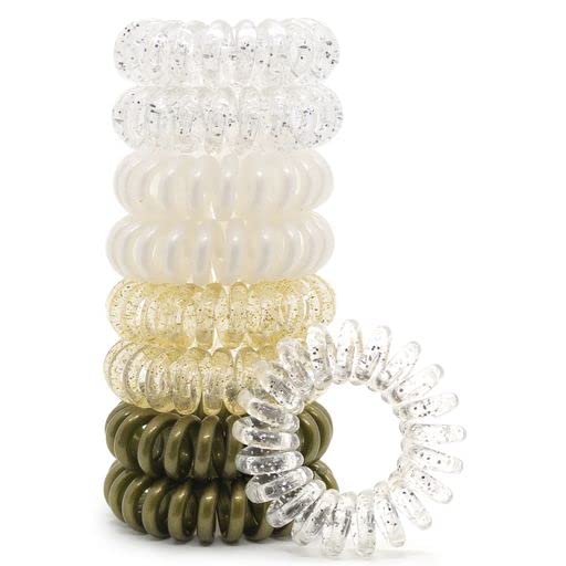 Kitsch Spiral Hair Ties for Women, Coil Hair Ties for Thick Hair, No Crease Hair Tie, Spiral Hair Ties No Damage, Hair Coils & Phone Cord Hair Ties for Thin Hair, Hair Ties Spiral, 8 pcs (Blonde)