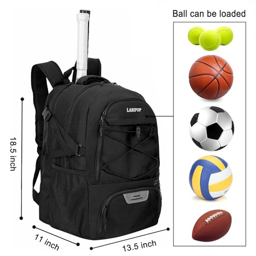 LARIPOP Tennis Bag-Pickleball Bag&Rackets Backpack with Separate Shoe Compartment and Multifunctional Sports Bag as Basketball Bag,Soccer Bag,Tennis backpack-Suitable for Men and Women