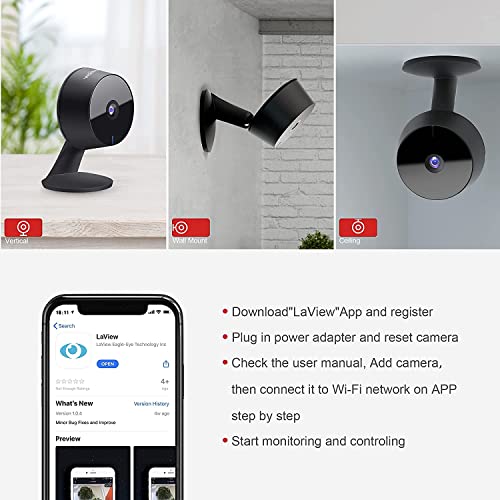 LaView 5G& 2.4GHz Security Cameras 4pcs, Home Security Camera Indoor 1080P, Wi-Fi Cameras Wired for Pet, Motion Detection, Two-Way Audio, Night Vision, Works with Alexa, iOS & Android & Web Access