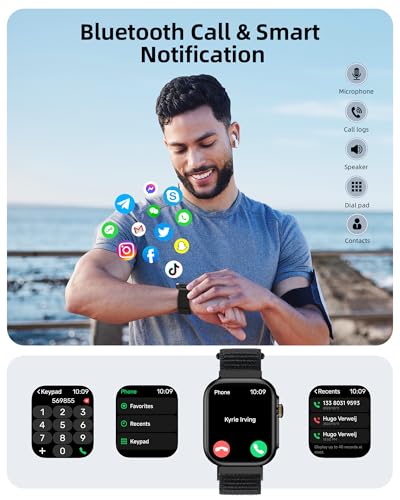 Parsonver Smart Watch for Men Women, Built-in GPS, Bluetooth Calls and Text, 30M Waterproof Fitness Tracker with Heart Rate/Sleep/SpO2/Steps Monitor, 100+ Sports Modes for Android & iPhone (Two Bands)