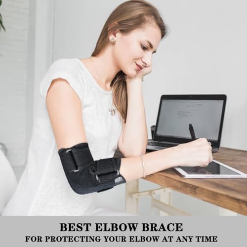 Reamphy Elbow Brace,Comfortable Night Elbow Sleep Support,Elbow Splint, Adjustable Stabilizer Splints,Cubital Tunnel Syndrome,Tendonitis,Ulnar Nerve,Tennis,Fits for Men and Women(Small)