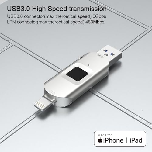 for iPhone USB3.0 Encrypted Drive Drive External Storage Fingerprint Encryption USB Flash Drive for iPhone/iPad/Mac/PC USB3.0 Flash Drive 128GB