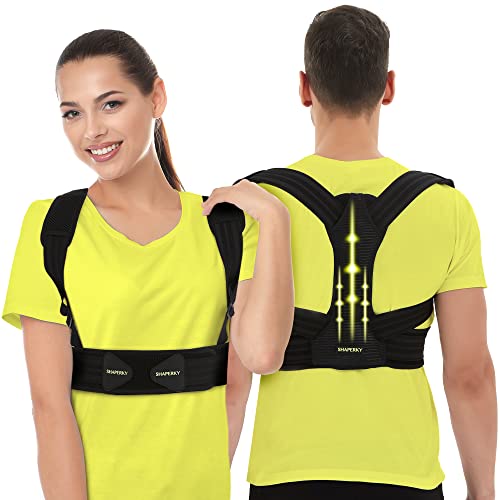 Posture Corrector for Men and Women, Adjustable Upper Back Brace, Muscle Memory Support Straightener, Providing Pain Relief from Neck, Shoulder, and Upper and Lower Back, Large-X Large(37''-47'')