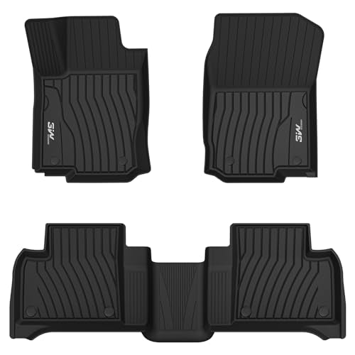 3W Floor Mats & Cargo Liner for Mercedes Benz GLE 2020-2024, TPE All Weather Custom Fit Floor Liner & Cargo Mats 1st &2nd Rows Car Mats & Trunk Liner, Black