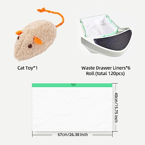 KropBom Waste Drawer Liners Bags Replacement Compatible with Litter Box Robot 4 and 3, 20 Count Thick Self-cleaning Cat Litter Box Liners with Drawstring Heavy Duty 10-12 Gallons of Capacity