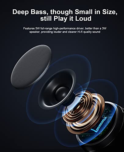 comiso Small Bluetooth Speaker with Stereo Sound, Punchy Bass Mini Speaker with Built-in-Mic, Hands-Free Call, Small Speaker with Brief Design. Portable Speaker for Hiking, Biking, Car, Gift, iPhone.