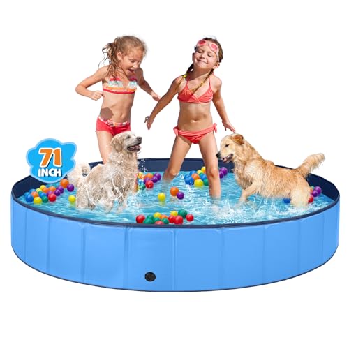 Jecoo Dog Pool for Large Dogs Kiddie Pool Hard Plastic Professional Dog Bathing Tub Kids Swimming Pool for Pets and Dogs